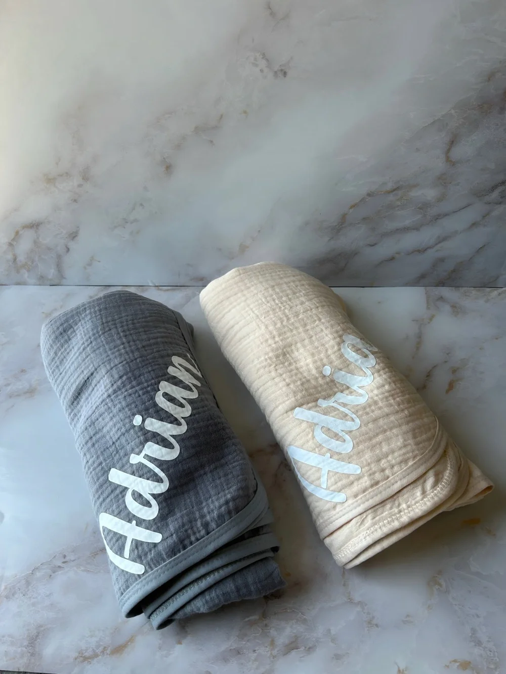 Personalized Baby Blanket. Muslin Swaddle Blankets for Newborn, 2 Pack.